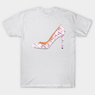 High heeled shoe in rose quartz and bodacious pink pattern T-Shirt